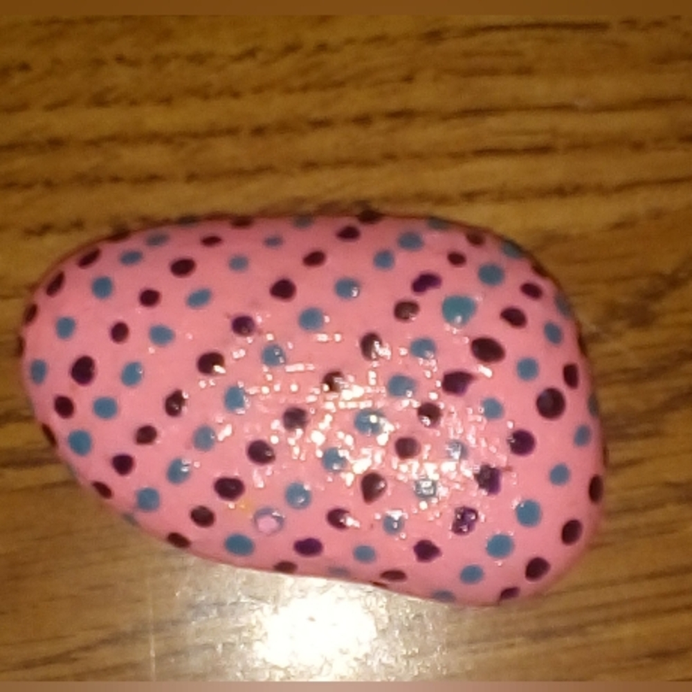 Hand Painted Rock by Me Pink & Multicolor
